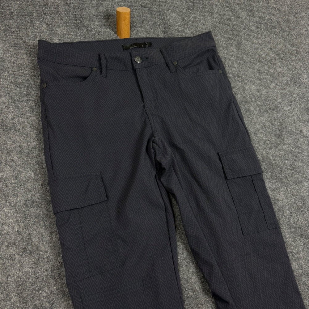 Prana Halle Cargo Pants Womens 8 Gray Diamond Print Hiking Outdoor